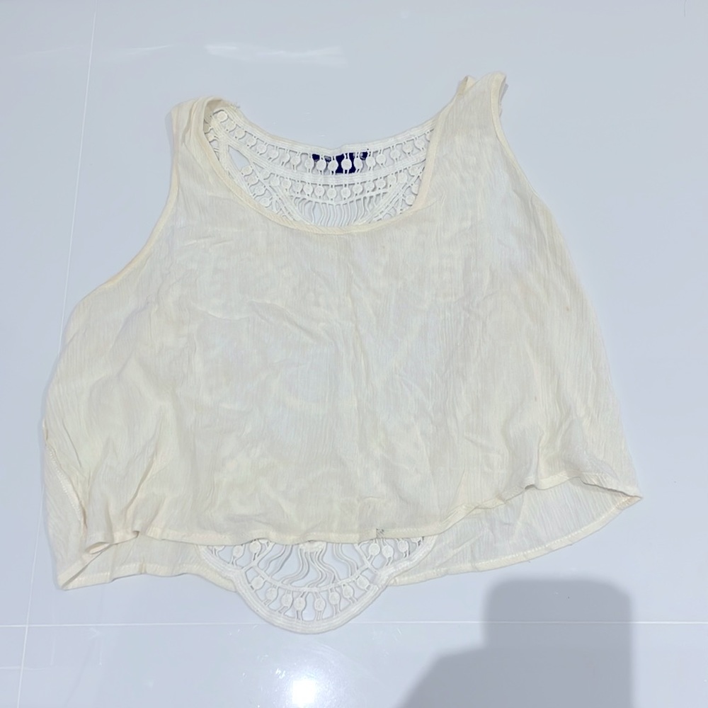 Forever 21 White Open Back Bikini Coverup Top